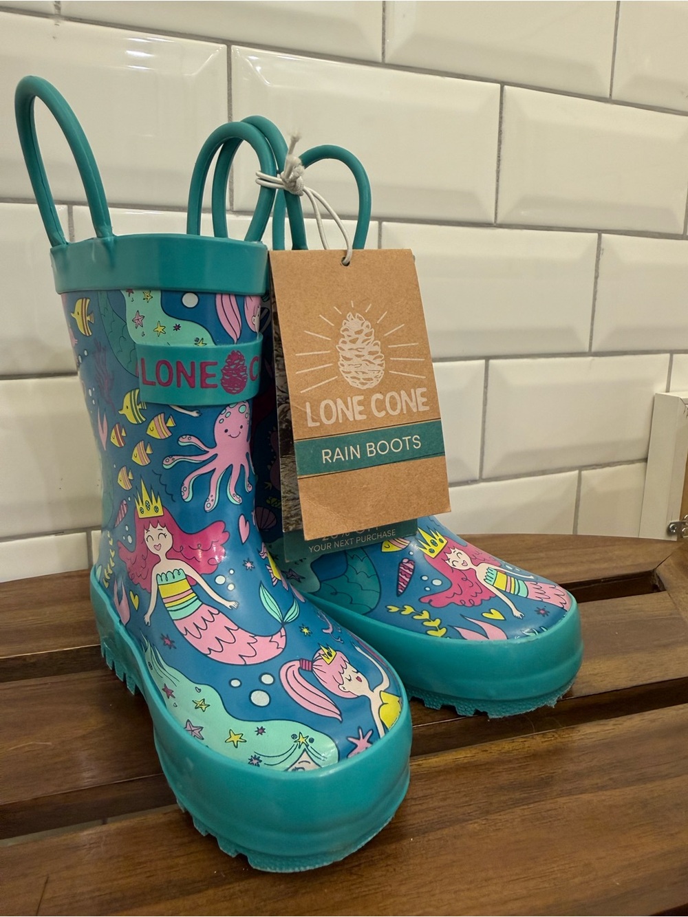 Lone Cone Kids Teal Mermaid Rain & Snow Boots